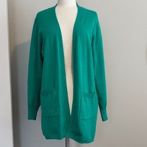 Women's Teal Green Open Front Cardigan Sweater with pockets